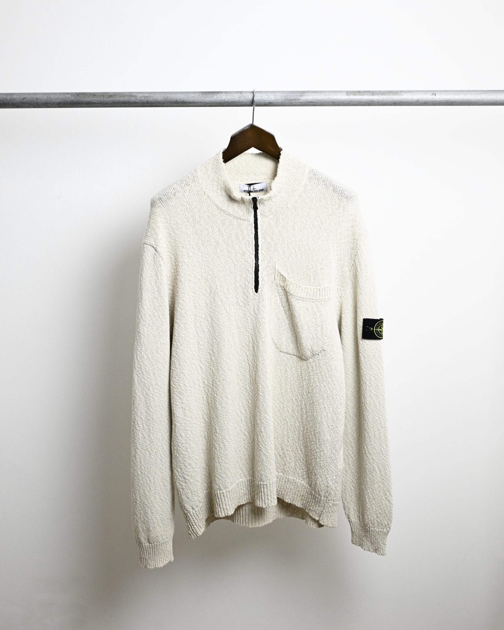 トップス stone  knit 98aw AW 1998 STONE ISLAND GARMENT DYED MOCK NECK KNIT - Jazzy Badger