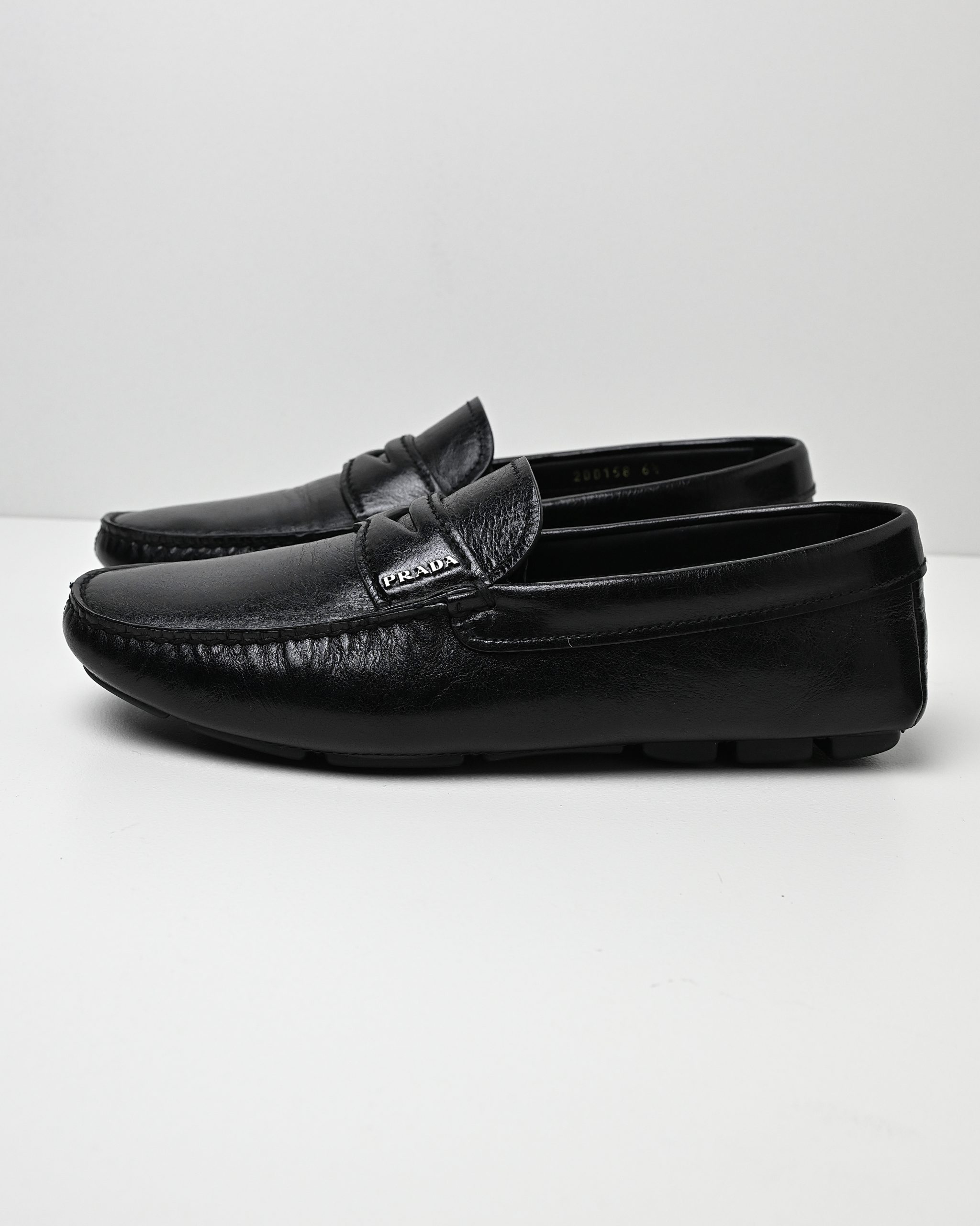 PRADA SAFFIANO LEATHER DRIVING LOAFER BLACK (UK6.5)