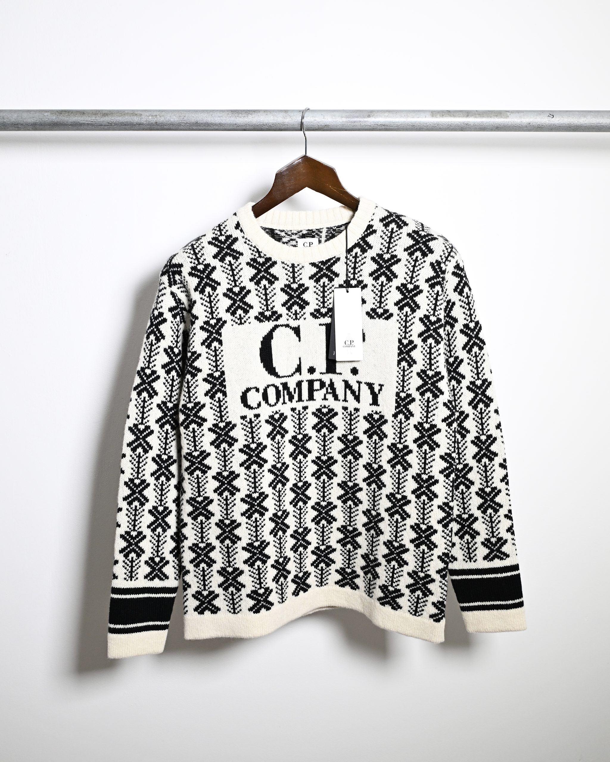 CP COMPANY AW22 JACQUARD WOOL CREW KNIT (L)